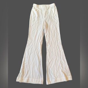Abercrombie & Fitch 00 White Flared Bellbottom Wide Leg Linen Trousers Pants